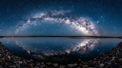 静谧湖畔璀璨银河星空