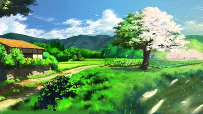 唯美乡村樱花树