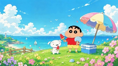 蜡笔小新夏日海边度假