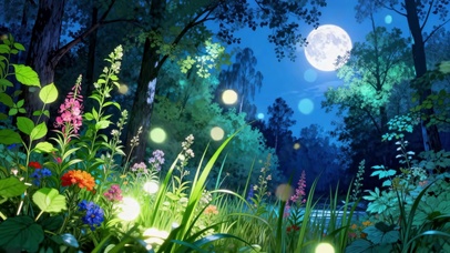 夏夜萤火月光森林