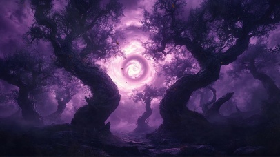 神秘紫色魔法森林