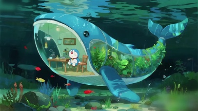 深海鲸鱼舱里的蓝胖