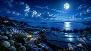 月夜海岸梯田