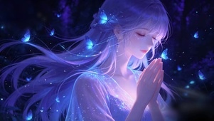 唯美暗夜荧光蝶少女