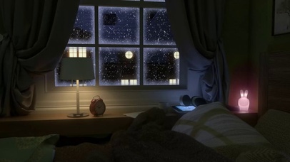 舒适的冬季卧室 窗外的暴风雪声