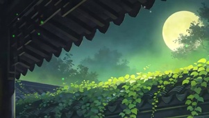 夜景树木带鱼屏