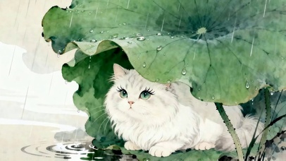 雨天躲雨猫咪