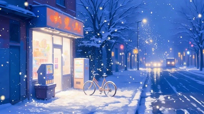 冬日风雪小店