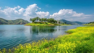 山水湖边美丽风景