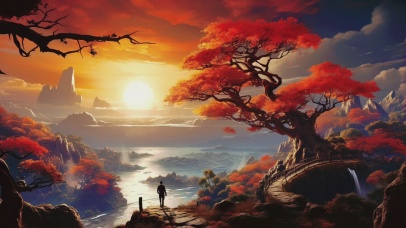 夕阳下独自归家的人