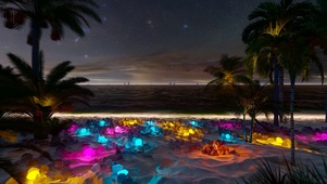 夜晚荧光海滩