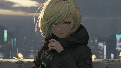 治愈雨天二次元女孩