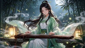 月下抚琴