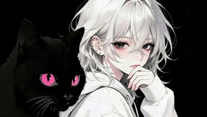 女孩和黑猫