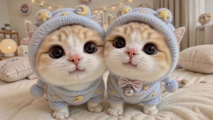 超萌可爱情侣猫咪