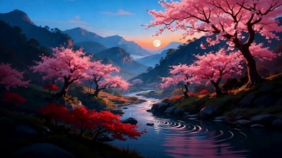 樱花江南黄昏