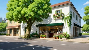 街道房屋树木绿景