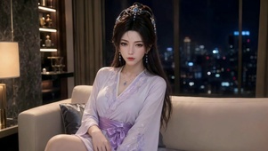 古风紫裙夜景美女壁纸
