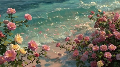 透明果冻蔷薇花海海洋