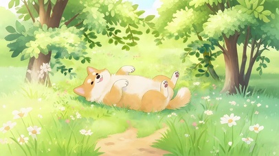 可爱草地上狗狗