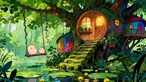 荡秋千的小团子