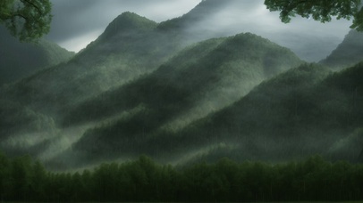 雾锁层林雨
