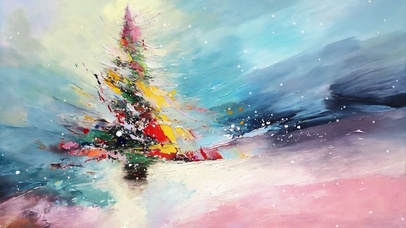 插画风格圣诞树