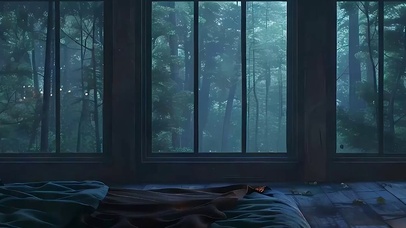 窗外护眼绿景带鱼屏