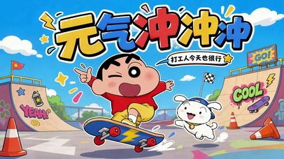 元气冲冲冲滑板蜡笔小新