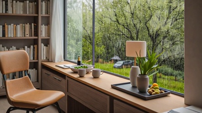 【雨景】飘窗办公桌