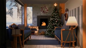 放松的圣诞壁炉房间