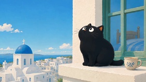 海风伴猫静看晴空