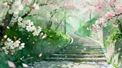 石阶樱花
