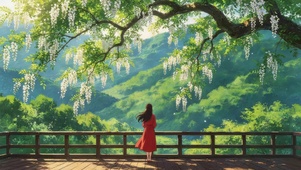 槐树下女孩