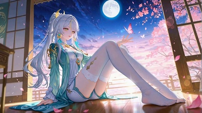 月夜樱花美少女兹白
