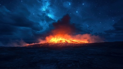 静谧星空火山风光
