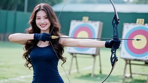 靶场射箭长发美女1