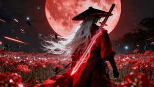 血月红衣古风武士