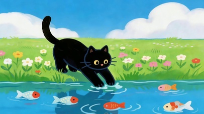 贪吃的小黑猫