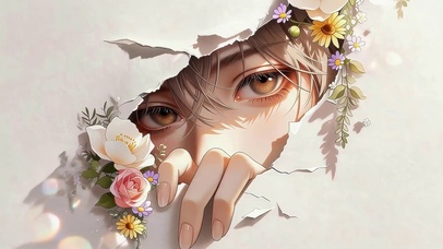可爱鲜花女孩