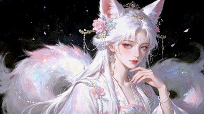 仙韵白发狐女