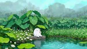雨天躲雨的小白