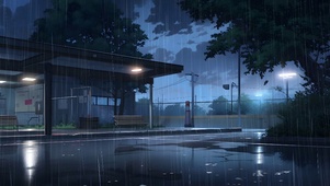 雨中车站
