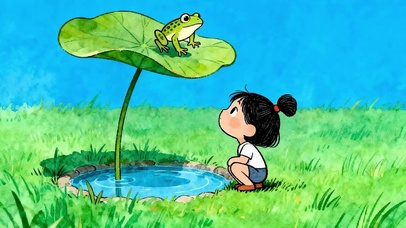 夏天女孩与青蛙