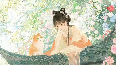 古风美女与猫咪