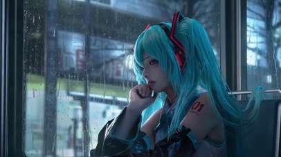 初音公交车上