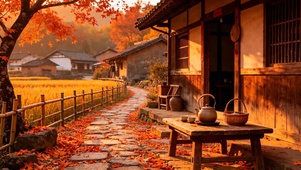 唯美枫叶乡村小屋