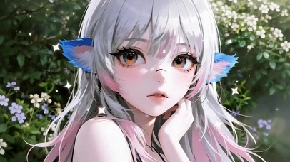 花园里白发女孩