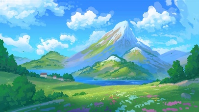 唯美治愈蓝天白云河流