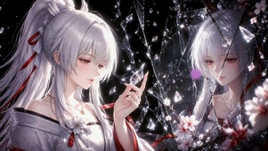 碎镜樱花银发美少女绯雪